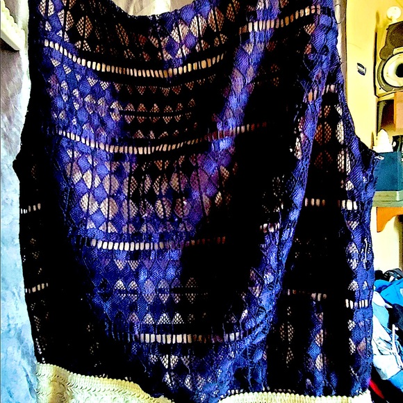 NWOT Navy Blue with pearl white waistband, babydoll style Speechless dress - Picture 7 of 8